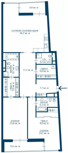 Продажа квартиры площадью 167.5 м² 8 этаж в Снегири Эко по адресу Раменки, ул Минская, д 2В